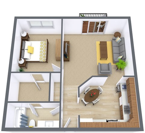 Flickertail I-VI Apartments | One Bedroom | Plan 11B